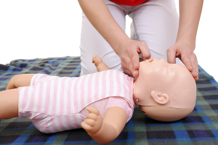 Infant mouth-to-mouth resuscitation demonstration